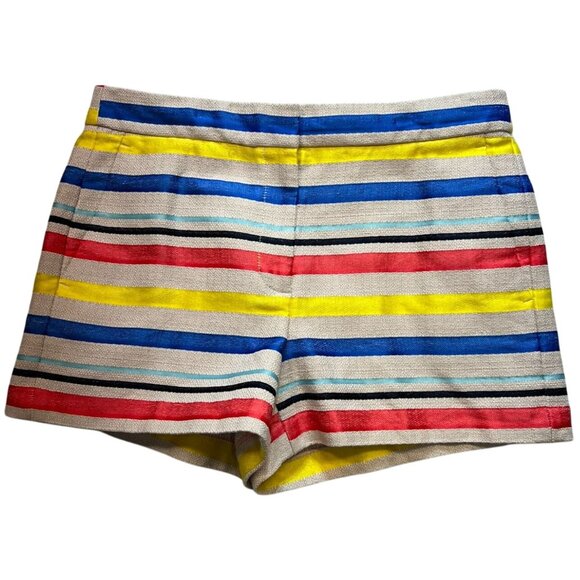 J.Crew Women's Jacquard Basket Weave Colorful Stripe Shorts Size 4 Multi Stretch - Picture 1 of 11